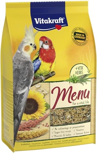 Vitakraft Menü, Vogelfutter für Großsittiche, mit Getreide und Nüssen, Großpackung, ohne Zusatz von Zucker (1x 3kg)