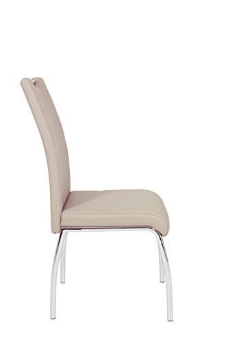 Hela Tische, 4er Set Esszimmerstuhl Susi, Bezug Kunstleder Cappuccino, Griffmulde, Metallgestell Chrom, 43 x 61 x 98 cm – Bild 5