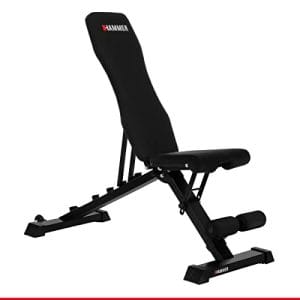 HAMMER Hantelbank Force 2.0, Schrägbank, Negativ-Einstellung, 99% vormontiert, 200 kg Gewichtsbelastung, Transportrollen, 123 x 52 x 120