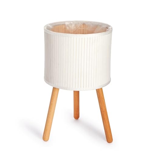 Paco Home Blumentopf Übertopf Natur Rattan Set mit Folieneinsatz Pflanzentopf Auslaufsicher Groß für Zimmerpflanzen, Farbe:Weiß, Sets:2pcs Set/Design 4