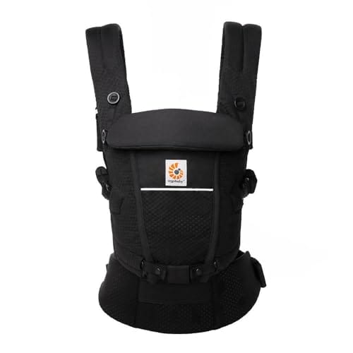 Ergobaby Adapt Babytrage für Neugeborene ab Geburt, 3-Positionen SoftFlex Mesh Ergonomische Babybauchtrage Rückentrage Baby-Tragetasche, Onyx Black – Bild 3