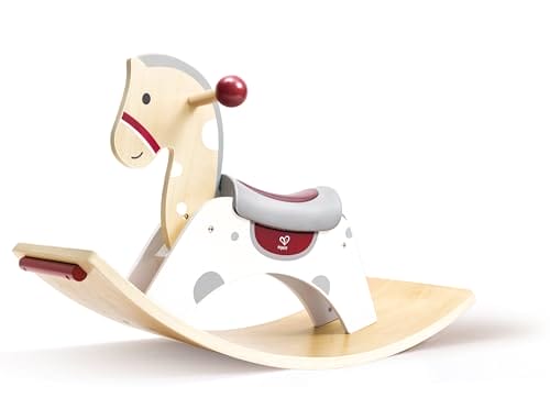 Hape 2-in-1 Schaukelpferd, Schaukelpferd und Balanceboard, Rutsch- und Schwungspielzeug, ergonomischer Sitz & Anti-Rutsch Griff, ab 12 Monaten