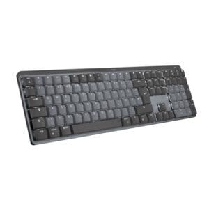 Logitech MX Mechanische kabellose beleuchtete Performance-Tastatur, Taktile leise Tasten, Hintergrundbeleuchtung, Bluetooth, USB-C, macOS, Windows, Linux, iOS, Android, Metall, Deutsches QWERTZ – Grau