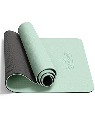 CAMBIVO Yoga Matte 183cm x 61cm, 8mm Dicke Pilates Matte Gymnastikmatte Rutschfest & Gepolstert,Yogamatte mit Tragegurt, Sportmatte Fitnessmatte Zuhause Workout