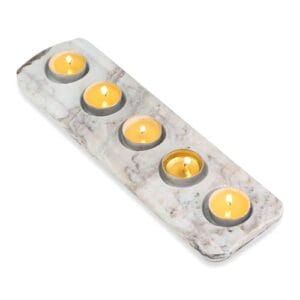 Cahzfie Luxuriöse Italien Naturmarmor 5-Fach Teelichthalter, Kerzenhalter, Wohnzimmer Schlafzimmer Deko Tischdeko, Kerzenständer für Hochzeit, Geburtstag, Urlaub (Palissandro Classico)