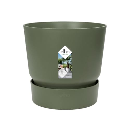 elho Greenville Rund 16 - Blumentopf für Innen und Außen - Selbstbewässerungstopf - 100% recyceltes Plastik - Ø 16.0 x H 15.3 cm - Grün/Laubgrün
