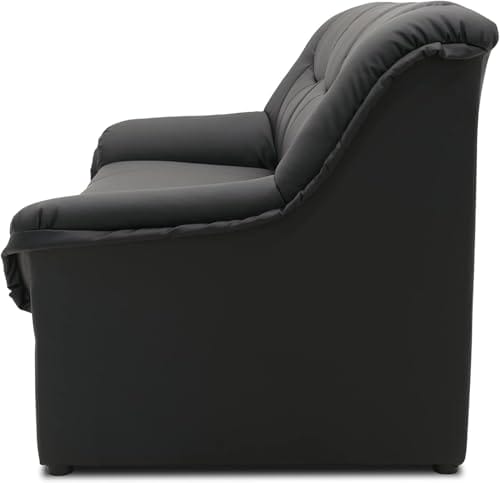 DOMO. collection Sofa Berlin, Leder, klassisches 3er Sofa, Polstergarnitur mit weichem Kunstleder und hochwertigem Federkern, 3 Sitzer 178 x 90 x 89 cm (BxTxH), schwarz – Bild 6