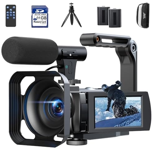 FIREFOTO Videokamera 5K Camcorder 56MP WiFi Vlogging Kamera für YouTube Digitalzoom 16X Touchscreen 3" IR Nachtsicht Video Camera mit 2 Batterien, 64GB Karte, Fernbedienung, Mikrofon