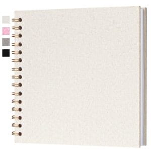 Hiwhy Fotoalbum zum Selbstgestalten 18×18 cm Scrapbook Fotobuch mit 40 Weißen Seiten, Erinnerungsbuch für Hochzeit, Geburtstag, Jahrestag, Baby, Beige