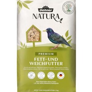 Dehner Natura Premium Wildvogelfutter, Fettfutter / Weichfutter, Ganzjahresfutter artgerecht / kraftspendend , hochwertiges Vogelfutter für Wildvögel, 5 kg