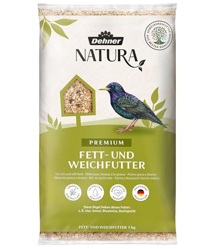 Dehner Natura Premium Wildvogelfutter, Fettfutter / Weichfutter, Ganzjahresfutter artgerecht / kraftspendend , hochwertiges Vogelfutter für Wildvögel, 5 kg
