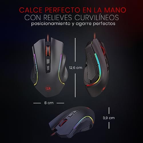 Redragon M602 Gaming Maus mit Kabel, Wired Computer Mouse Gaming mit Treiber, 7 Programmierbare Tasten und RGB-Leuchten, 7200 DPI PC Maus Gaming Ideal für PC/Laptop (schwarz) – Bild 4