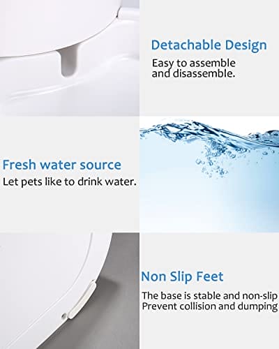 JOFLVA Haustier Automatischer Wasserspender, 2.5L Für Hunde Katze, Trinkbrunnen Ohne Strom, , Rutschfester Boden, Pba Frei, Mit Platzdeckchen – Bild 6