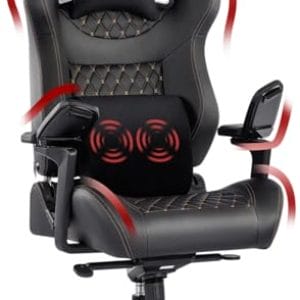 Fantasylab Gaming Stuhl 200kg Belastbarkeit Massage Gaming Stuhl Verstellbare Armlehne Gamer Stuhl Gaming Sessel Ergonomischer Bürostuhl 200kg Gaming Chair Schreibtischstuhl (Gelb&Schwarz)