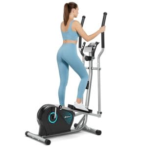 THERUN Crosstrainer, ultraleiser Ellipsentrainer für Zuhause, 6 kg Schwungrad Crosstrainer für Zuhause, 16 Widerstandsstufen, Pulssensor, LCD-Monitor, Flaschenhalter