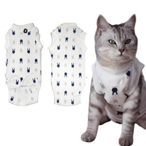 Katze Chirurgie Erholungsanzug, Katzenbody Nach Op, Kastration Haustier-medizinisches chirurgisches Hemd Operationsgenesungsanzüge, Cat Onesie für Anti Lecken, Verstellbare Größen, Leicht zu tragen