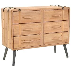 WDGJJFECNMUEHI Vintage Wooden Chest Dresser Solid Pine 6 Drawers Storage Cabinet for Bedroom Living Room Rustic Furniture 91x35x73 cm Easy Assembly