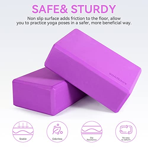 voidbiov Yoga blöcke 2er Set 9 "x6 x3, Stabil rutschfest Eva Schaumstoff, Bietet Unterstützung und Stabilität für Joga Fitness Meditation – Bild 4