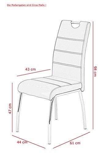 Hela Tische, 4er Set Esszimmerstuhl Susi, Bezug Kunstleder Cappuccino, Griffmulde, Metallgestell Chrom, 43 x 61 x 98 cm – Bild 3