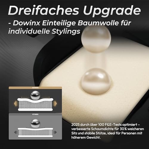 Dowinx Gaming Stuhl, Atmungsaktiver und Ergonomischer Bürostuhl aus Mikrofaser-Velours, Weiches Sitzgefühl wie Pelz, Verstellbarer Schreibtischstuhl mit Fußstütze, Hellschwarz – Bild 6