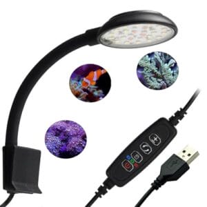 GERUI Aquarium Licht, Clip-on Aquarium Lampe mit Weiß und Blau Licht, 7W für 20-40 cm Aquarien mit Timer und Memoryfunktion Aquarium Beleuchtung geeignet für Wasserpflanzen und Süßwasser Aquarien
