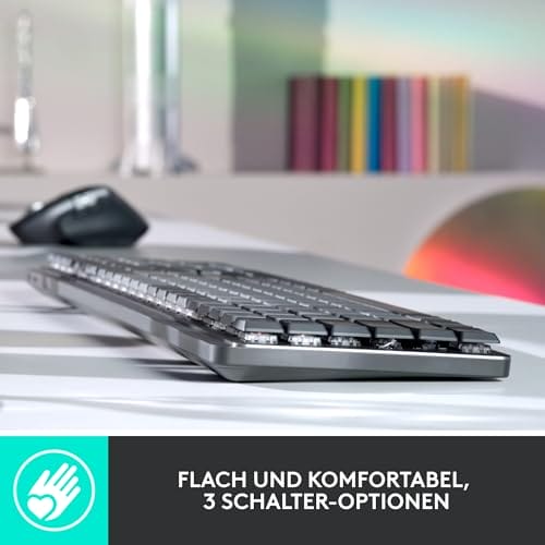 Logitech MX Mechanische kabellose beleuchtete Performance-Tastatur, Taktile leise Tasten, Hintergrundbeleuchtung, Bluetooth, USB-C, macOS, Windows, Linux, iOS, Android, Metall, Deutsches QWERTZ - Grau – Bild 4