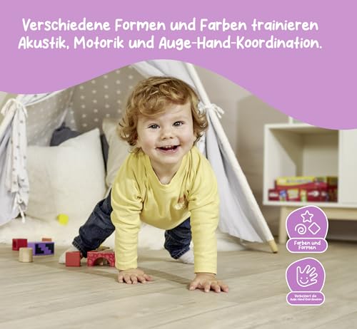 Eichhorn Klangbausteine - Musikalisches Motorikspielzeug, 12 bunte Holzbausteine die Geräusche machen, aus hochwertigem Buchenholz, fördert Hören & Greifen, ab 12 Monaten – Bild 5