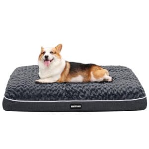 HMTOPE Orthopädisches Hundebett, Hundematte im Doppelstock-Design, Waschbar Hundekissen, Abnehmbar Hundekorb, 90 cm für Kleine bis Mittelgroße Hunde, Dunkelgrau