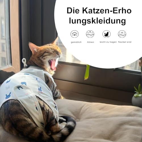 Katze Chirurgie Erholungsanzug, Katzenbody Nach Op, Kastration Haustier-medizinisches chirurgisches Hemd Operationsgenesungsanzüge, Cat Onesie für Anti Lecken, Verstellbare Größen, Leicht zu tragen – Bild 5
