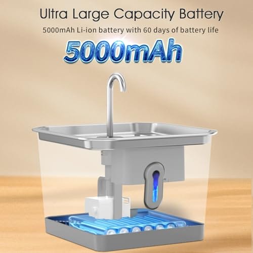 Bewinner Smart Katzenbrunnen – 3,5 L Kabellos Edelstahl Katzen Trinkbrunnen, Leiser Automatischer Cat Water Fountain mit Aktivkohlefilter für Haustierbrunnen – Bild 6