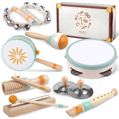 Kleinkind-Musikinstrumente, Montessori-Musikinstrumente für Babys, Percussion-Instrumente für 1-Jährige Jungen und Mädchen, Geburtstagsgeschenk für Kinder von 1-3 Jahren (8 in 1)