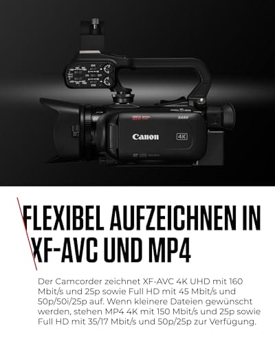 Canon XA60 Camcorder 4K Full HD (UHD Videokamera 20fach Zoom, 1/2,3-Zoll-Typ CMOS-Sensor, Autofokus, 5 Achsen Bildstabilisierung, HDMI Ausgang, 3,5-Zoll LC-Display, UVC Streaming) schwarz – Bild 5