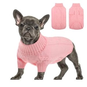 Queenmore Dackel Pullover Hundepullover Kleine Hunde Wärme Hundepulli Strick Pullover Hund Strickmantel Mit Zopfmuster Hundepullover Französische Bulldogge Bulldog Chihuahua Katzen Corgi, Rosa, S