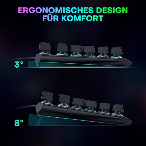OMOTON Mechanische Gaming Tastatur mit Roten Schaltern(Linear), 80% TKL, QWERTZ Keyboard, Schnelle Reaktion, Anti-Ghosting, 20 LED Beleuchtung, Tastatur für PC/Windows/PS4, ISO-DE – Bild 6