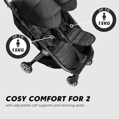 Baby Jogger City Tour 2 Doppel-Reisekinderwagen | Leichter, faltbarer und tragbarer Doppelbuggy | Pechschwarz – Bild 6