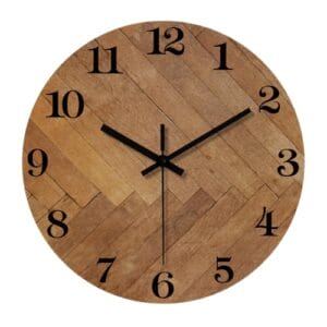 Constantplanet Round Rustic Wall Clocks Battery Operated 16 Inch Large Wall Clocks for Living Room Decor Brown Wood Wall Clock Non Ticking(No Solid Wood, It is with MDF Material)