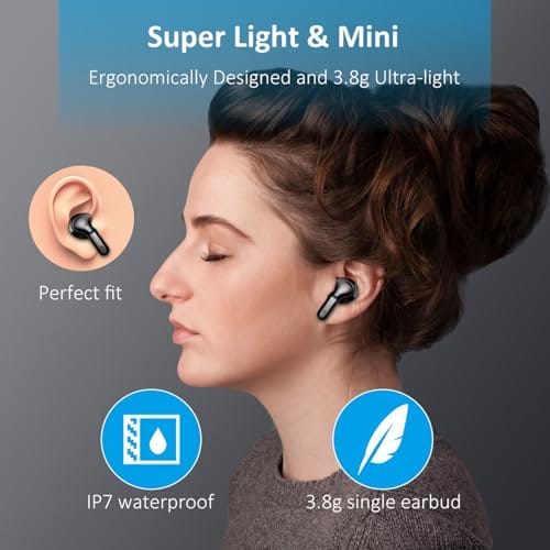 Bluetooth Kopfhörer, 50Std 2026 Kopfhörer Kabellos Bluetooth 5.4, 3D-Stereo Tiefer Bass Wireless Earbud, 4 ENC Noise Cancelling Mic, USB-C in Ear Ohrhörer, IP-X7 Wasserdicht Headphone Sport Gym Joggen – Bild 6