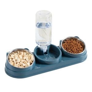 Cat Bowls Elevated – Dog and Cat Food Bowls | Stainless Steel Food Dispenser | Non-Slip Feeding & Watering Supplies for Indoor Outdoor Apartment Dorm Home Kitten Puppy Bunny Small Animal Feeding