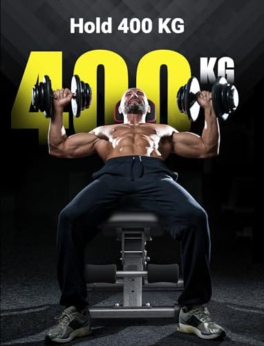 YOLEO 400KG Hantelbank Klappbar Für Professionelles Kraftraining,Schrägbank Hantelbank besser geeignet für Profi,Verstellbar 10Fach Rückenlehnen/ 3Fach Sitz&Fußkissenpositionen – Bild 3