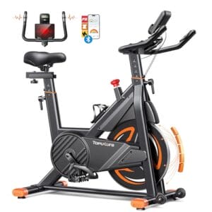 Neu Toputure Heimtrainer Fahrrad mit Pulsmessung und APP, 0-100% Magnetwiderstand Ergometer, 15KG Schwungrad, Bis 160KG, Hometrainer Indoor Bike mit LCD, Tablet-Halter, Getränkehalter, Ultraleise