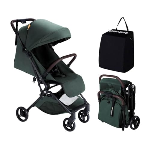 MAMAZING Baby Reise Buggy Kinderwagen für 6M-4 Jahre bis 15 kg,Handgepäck Geeignet Klein zusammenklappbar Buggy Flugzeug mit Einhändig faltbares Design, leicht & kompakt (5,26kg) aus Kohlefaser-Grün