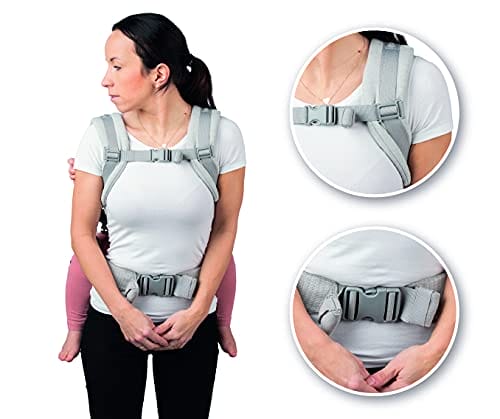MoMi COLLET Babytrage für Kinder im Alter 3-48 Monate (4-20 kg Körpergewicht), 2 Tragepositionen mit 6 Einstellpunkten, mit Kapuze und einer Köpfchenstütze für das Baby – Bild 5
