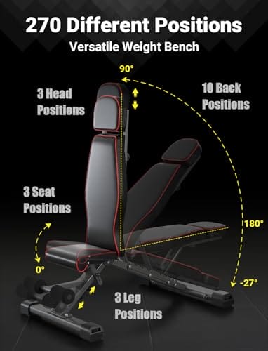 YOLEO 400KG Hantelbank Klappbar Für Professionelles Kraftraining,Schrägbank Hantelbank besser geeignet für Profi,Verstellbar 10Fach Rückenlehnen/ 3Fach Sitz&Fußkissenpositionen – Bild 4