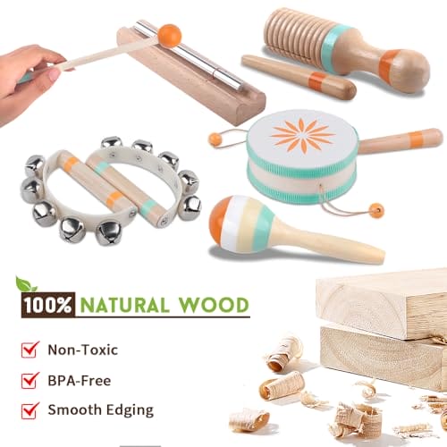 Kleinkind-Musikinstrumente, Montessori-Musikinstrumente für Babys, Percussion-Instrumente für 1-Jährige Jungen und Mädchen, Geburtstagsgeschenk für Kinder von 1-3 Jahren (8 in 1) – Bild 5