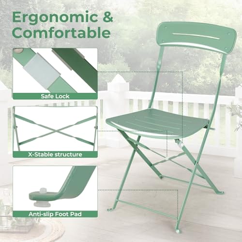 Grand patio Bistrotisch mit 2 Stühlen, Balkonmöbel Set 3 Teilig, Terrassenmöbel Wetterfest, Bistro Set, Balkon Garten Möbel Set für Kleinen Balkon (grün) – Bild 5