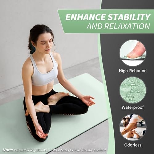 CAMBIVO Yoga Matte 183cm x 61cm, 8mm Dicke Pilates Matte Gymnastikmatte Rutschfest & Gepolstert,Yogamatte mit Tragegurt, Sportmatte Fitnessmatte Zuhause Workout – Bild 5