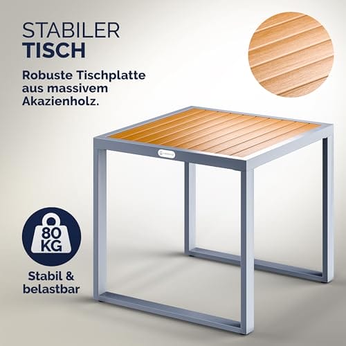 Casaria® Balkonmöbel Set Polyrattan Holz Akazie Wetterfest 2 Stühle Tisch Auflagen 160kg Belastbarkeit Verstellbar Terrasse Balkon Möbel Lounge Outdoor – Bild 4