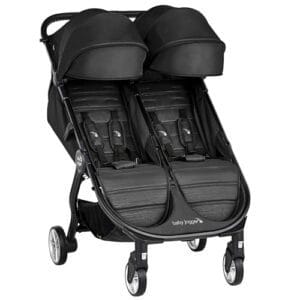 Baby Jogger City Tour 2 Double Geschwisterwagen Zwillingswagen für Reisen | leichter, zusammenklappbarer und tragbarer Zwillingsbuggy | Pitch Black (Schwarz)