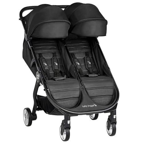 Baby Jogger City Tour 2 Double Geschwisterwagen Zwillingswagen für Reisen | leichter, zusammenklappbarer und tragbarer Zwillingsbuggy | Pitch Black (Schwarz)
