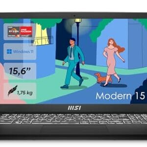 MSI Modern 15 Lifestyle & Business Laptop, 15,6 Zoll Full HD Display, AMD Ryzen 5 7430U Prozessor, 16 GB DDR4 RAM, 512GB SSD, AMD Radeon Graphics, Windows 11 Home, Schwarz, B7M-463